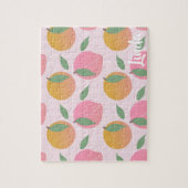 Kute Peach Oranje Fruit Pattern Roze Legpuzzel (Verticaal)
