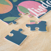 Kute Peach Oranje Fruit Pattern Roze Legpuzzel (Zijkant)