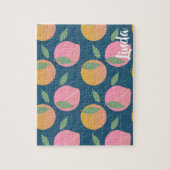 Kute Peach Oranje Fruit Pattern Roze Legpuzzel (Verticaal)