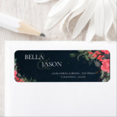 Kute Peach Oranje Grey Floral Script Weddenschap Etiket (Insitu)