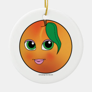 Kute peach-versiering glimlachen keramisch ornament