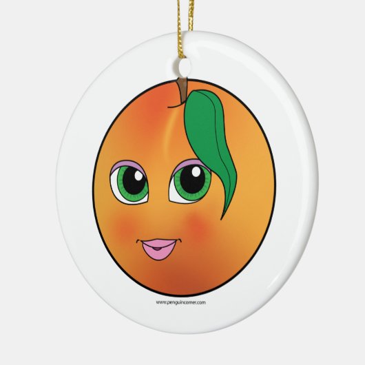 Kute peach-versiering glimlachen keramisch ornament (Links)