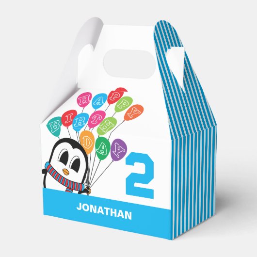 Kute Penguin Birthday Gable Box/Favor Box Bedankdoosjes (Voorkant Zijde)