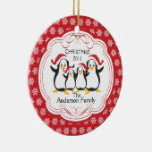 Kute Penguins Familie van 4 kerstversiering Keramisch Ornament (Rechts)