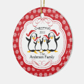 Kute Penguins Familie van 4 kerstversiering Keramisch Ornament (Links)