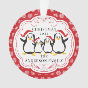 Kute Penguins Familie van 4 kerstversiering Ornament