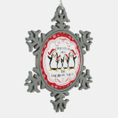 Kute Penguins Familie van 4 kerstversiering Tin Sneeuwvlok Ornament (Links)