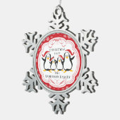 Kute Penguins Familie van 4 kerstversiering Tin Sneeuwvlok Ornament (Rechts)
