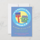 Kute penseel- en tekentekenfilmtekens invullen kaart (Voorkant)