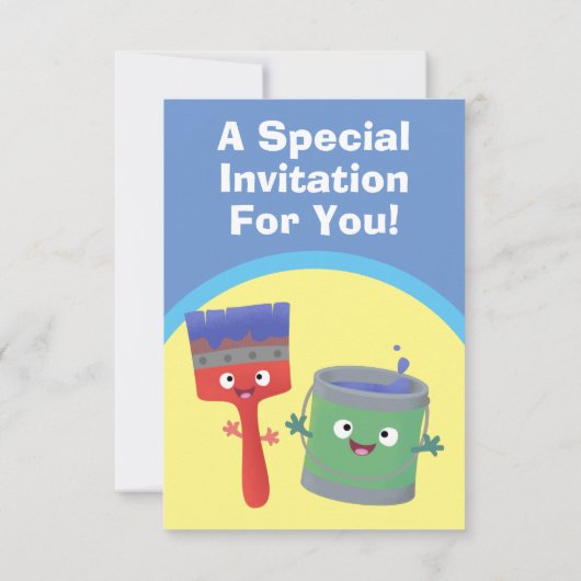 Kute penseel- en tekentekenfilmtekens invullen kaart (Achterkant)