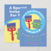 Kute penseel- en tekentekenfilmtekens invullen kaart (Voorkant / Achterkant)