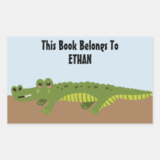 Kute Personalized Alligator Bookplate Rechthoekige Sticker