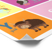 Kute Personalized Animal Alphabet Kinder Play Room Poster (Hoek)