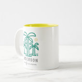Kute Personalized Beach Family Reunion Tweekleurige Koffiemok (Voorkant links)