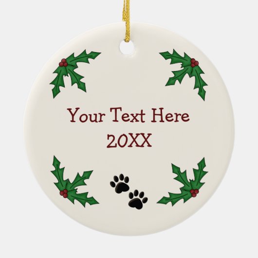 Kute Personalized Dog Kerstversiering Keramisch Ornament (Achterkant)
