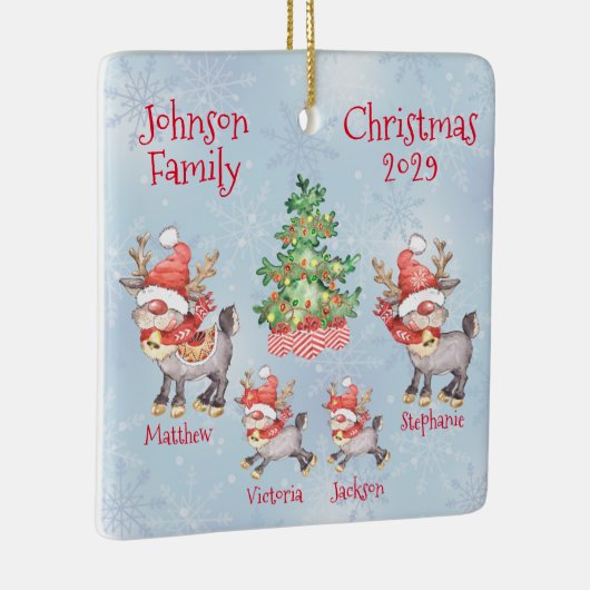 Kute Personalized Family of 4 Reindeer Keramisch Ornament (Rechts)