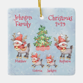 Kute Personalized Family of 4 Reindeer Keramisch Ornament
