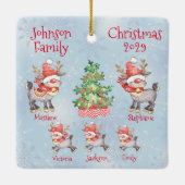 Kute Personalized Family of 5 Reindeer Keramisch Ornament (Achterkant)