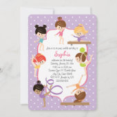 Kute Personalized Gymnastics Birthday Party Kaart (Voorkant)
