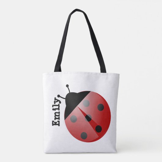 Kute Personalized Ladybug op Witte Canvas tas (Achterkant)