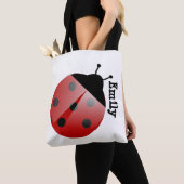 Kute Personalized Ladybug op Witte Canvas tas (Dichtbij)