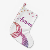 Kute Personalized Mermaid Kerstmis Stocking Kleine Kerstsok (Voorkant (Hangend))