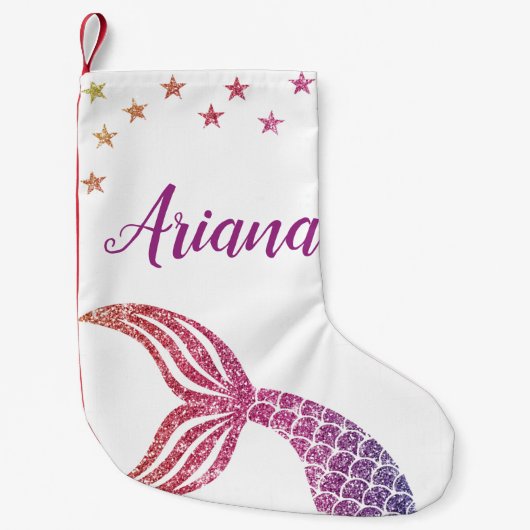 Kute Personalized Mermaid Kerstmis Stocking Kleine Kerstsok (Voorkant)