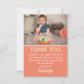 Kute Personalized Peach Photo Flat Bedankkaart (Voorkant)