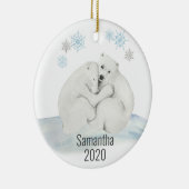 Kute Personalized Polar Beer Cub Waterverf Keramisch Ornament (Rechts)