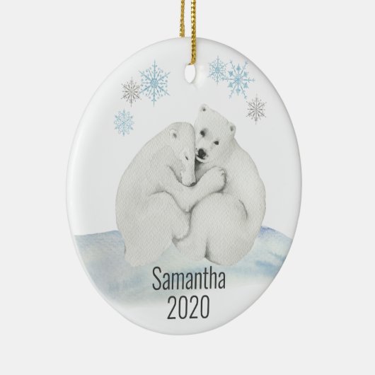 Kute Personalized Polar Beer Cub Waterverf Keramisch Ornament (Rechts)
