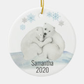 Kute Personalized Polar Beer Cub Waterverf Keramisch Ornament (Voorkant)