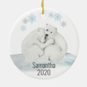 Kute Personalized Polar Beer Cub Waterverf Keramisch Ornament (Achterkant)