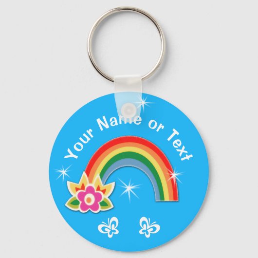 Kute Personalized Rainbow Party Favors for Girls Sleutelhanger (Voorkant)