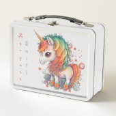 Kute Personalized Rainbow Unicorn Lunch Box (Voorkant)