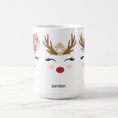 Kute Personalized Reindeer Face Santa Hat, Tiara Koffiemok (Center)