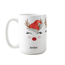 Kute Personalized Reindeer Face Santa Hat, Tiara