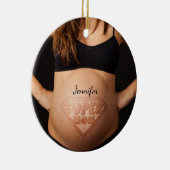 Kute Personalized Super Mam Pregnant Belly Keramisch Ornament (Rechts)