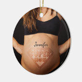 Kute Personalized Super Mam Pregnant Belly Keramisch Ornament (Links)