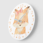Kute Personalized Waterverf Baby Fox met Naam Grote Klok (Hoek)