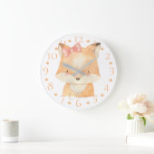 Kute Personalized Waterverf Baby Fox met Naam Grote Klok (Huis)