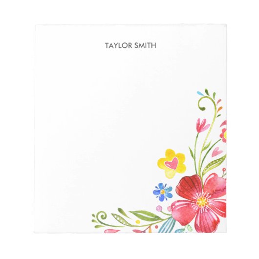 Kute Personalized Waterverf Floral Colorful Notitieblok (Voorkant)