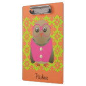 Kute Personated Oranje Old Lady Owl Klembord (Links)