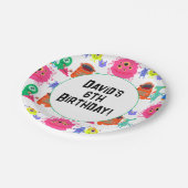 Kute Persoonlijke Brightly gekleurde Monster Papieren Bordje (Gekanteld)