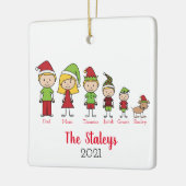 Kute persoonlijke familie met hondenkerst keramisch ornament (Links)