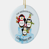 Kute persoonlijke familie van 3 pinguïns kerstmis keramisch ornament (Rechts)