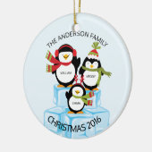 Kute persoonlijke familie van 3 pinguïns kerstmis keramisch ornament (Links)