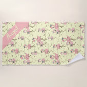 Kute persoonlijke "Flamingos Beach"-handdoeken Strandlaken (Voorkant)