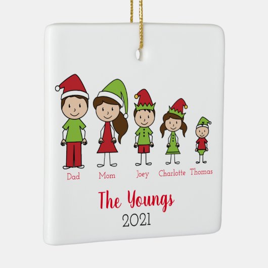 Kute persoonlijke kerstfamilie keramisch ornament (Rechts)