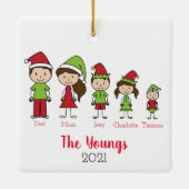 Kute persoonlijke kerstfamilie keramisch ornament (Achterkant)