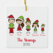 Kute persoonlijke kerstfamilie keramisch ornament (Voorkant)